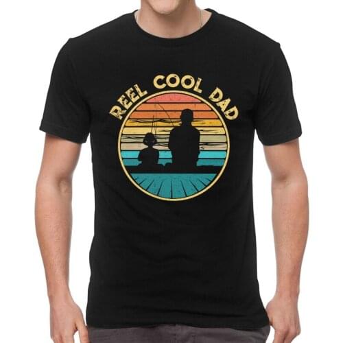 Retro Reel Cool Dad Fishing Tshirts Men Graphic Tee Tops Cotton T Shirt Short Sleeve Vintage Fish Daddy T-shirts Gift Clothing