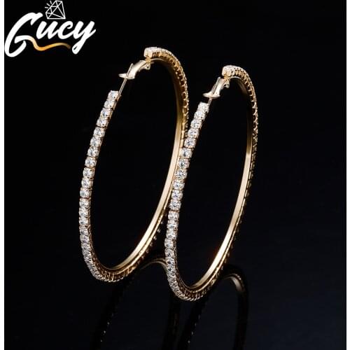 GUCY New Arrival Creative Gold Silver Color Shiny CZ Earrings for Women Earrings Round Wedding Earrings Jewellery Gift