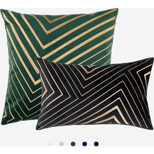 Modern Simple Gold Thread Embroidery Velvet 45x45cm Living Room Sofa Car Pillowcase Tatami Cushion