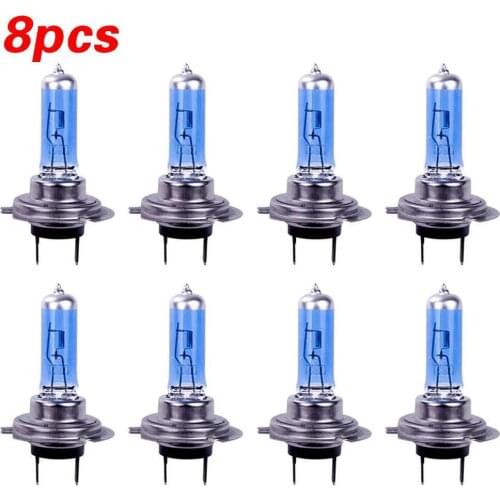 8pcs H7 100W 12V Super Bright White Fog Lights Halogen Bulb High Power Car Headlights Lamp Car Light Source Parking Halogen Bulb
