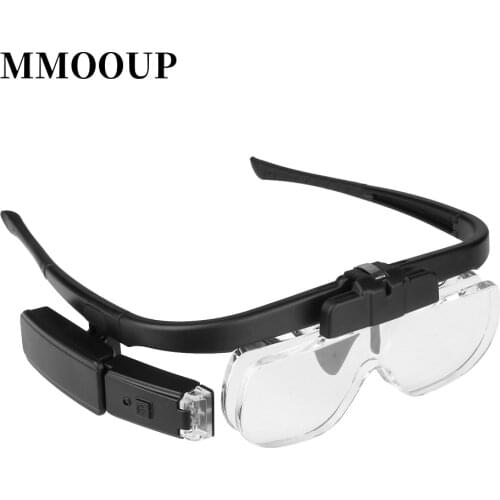 Illuminated Magnifying Glass 1.5X 2.0X 2.5X 3.5X 4.0X 4.5X LED USB Rechargeable Headband Free Hand Magnifying Loupes with Light