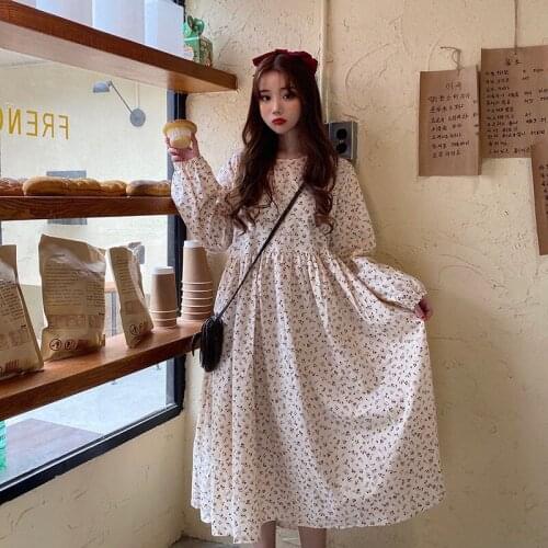 Woman Dresses Autumn New Floral Midi Women Vestido De Mujer Femme Robe