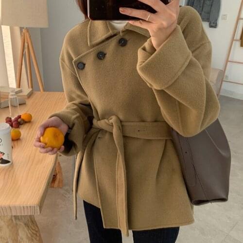 Winter Fad new woollen coat and tweed coat short thickened winter coat women plus size Regular Winter Polyester