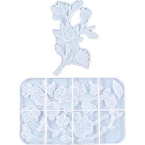 2Pcs Creative and Beautiful Simulation Flower Branch Table Jewelry Silicone Diy Crystal Glue Mold