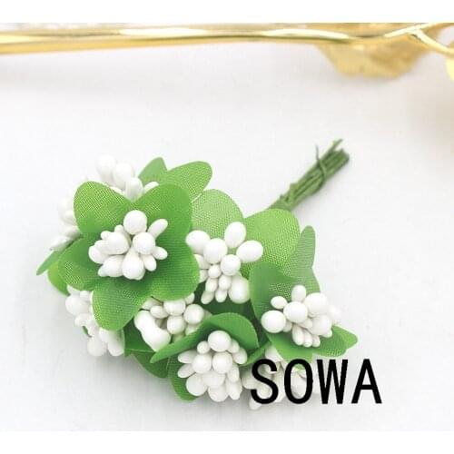 2015 New Free Shipping Pick Color Artificial Pearl Flower Stamens With Leaves for Wedding Decoration20PCS/lot)