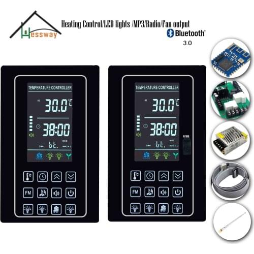 4.5KW Infrared Sauna Heater Thermostat for Bluetooth Transmitter Module Countdown,Music, Lights, Fans, AUX Switch