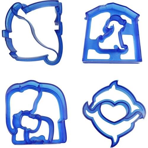 4pcs/set Animal Cartoon Shape Sandwich Toast Bread Mold Cookie Biscuit Cholcolate Baking Maker Tools cake cutter plunger Plastic