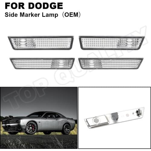 4Pcs Front Rear OEM Bumper Side Marker Light For Dodge Challenger 2008 2009 2010 2011 2012 2013 2014 Clear Lens Sidemarker Lamps
