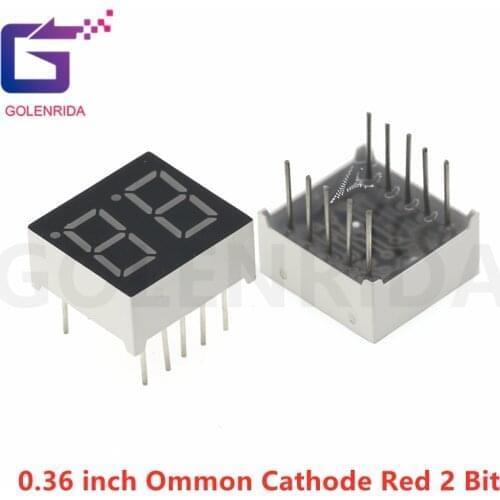5PCS Digital tube segment common Cathode Red 2 Bit digital Tube 0.36 inch. Red LED Display LED Digital tube HS220361K