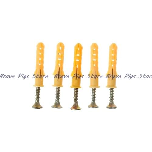 50pcs 30 X 6mm Screws Rubber Expansion Pipe Flat Round Head Self-Tapping Screw Nylon Tube Wall Wood Hardware Tool