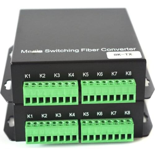 8 ports Dry Contact Closure over Fiber optic Transmitter and Receiver/Extender, replay remote control ,Singlemode Fiber 20Km