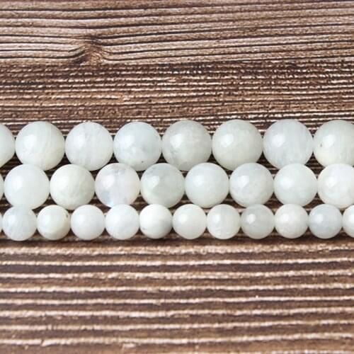 LanLi Fashion natural Jewelry moonstone Loose Beads 6 8 10mm DIY bracelet necklace ear stud Accessories