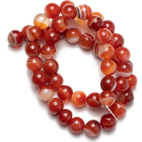 Wholesale Natural Sardonyx Red Stripe Agates Stone Beads 4 6 8 10 12mm Loose Beads Needlework for Jewelry Making DIY Bracelet