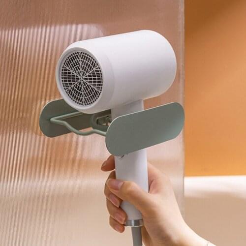 Hair Dryer Holder Blower Organizer Wall Mounted Adhesive Nordic Minimalist Style Iron Blower Rack Hair Dryer Hanger Bathroom