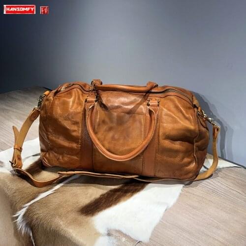 Eclectic! Pure leather travel bag mens leather men bag portable shoulder messenger large-capacity cowhide big bag tide