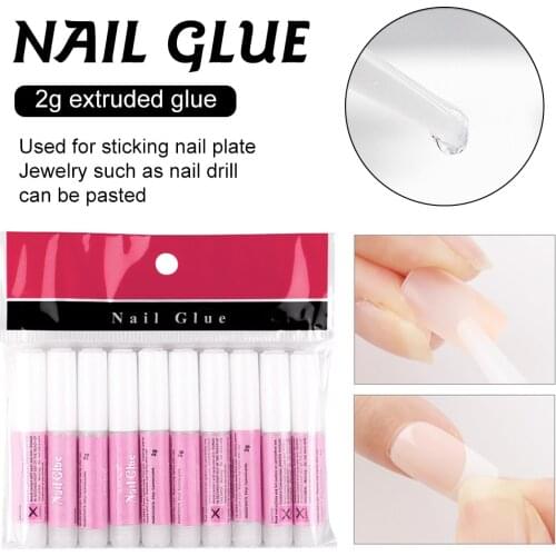 10pcs 2g Nail Rhinestone Glue Nail Adhesive Gel Glue for Diamond Rhinestone Fake Nails Manicure for Professional Home Salon
