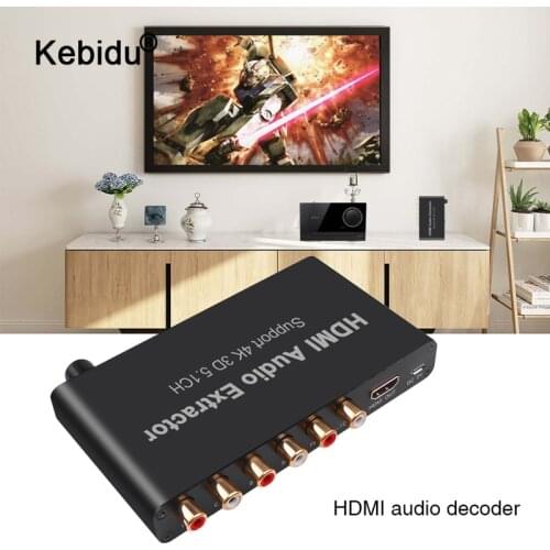 Kebidu 4K Audio Extractor Decode Coaxial to RCA AC3/DST to 5.1 Amplifier Analog Converter Support 5.1CH for PS4 DVD Player