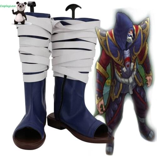 CosplayLove LOL Game Crimson Moon The Card Master Twisted Fate Blue White Cosplay Shoes Cosplay Long Boots Leather Custom Made