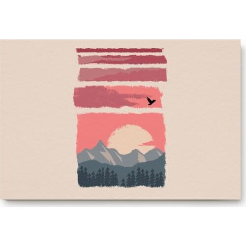 Sunset Mountains Forest Gradient Bath Rugs Non-Slip Doormat Door Mat Bathroom Accessories