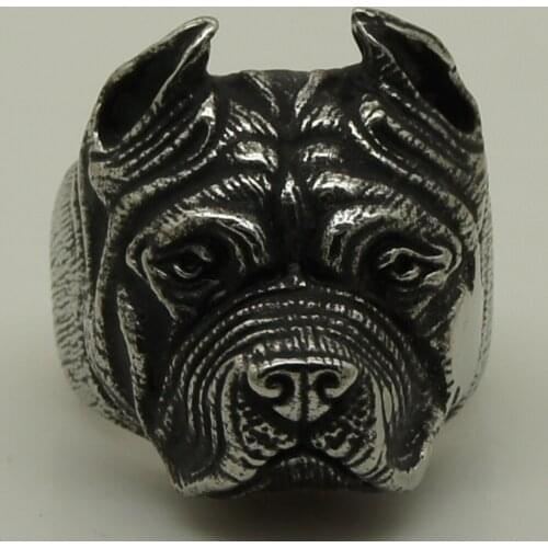 Cool men/boy SharPei belldog dog 316L stainless steel ring size 8/18.7g
