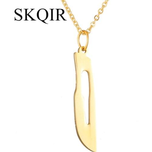 Men/Women Medical Scalpel Pendant 2019 Necklace Gold Color Stainless Steel Chain Necklace For Nurse Doctor Scalpel Jewelry Gift