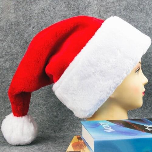 Soft Plush Adult Red Thickening Larger Gift Container Christmas Hat Party Decor for Christmas party, cosplay, stage performance