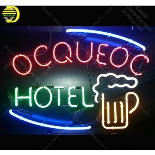 Neon Sign for Ocqueoc Hotel Neon Bulb sign Beer Pub shop Display handcraft glass tube light Decor wall lamps advertise display