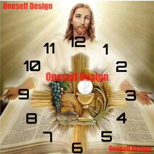 New 5d diamond painting clock Jesus diamond embroidery clock rhinestone pictures Jesus decoration home diamond art kit diy frame