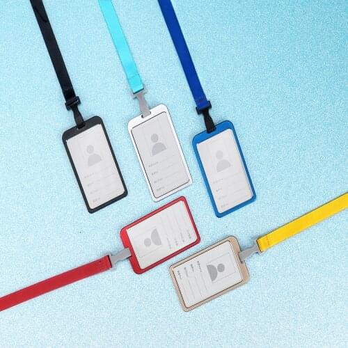 New Aluminum Lanyard Card Set Business Work Name Card Holders Card ID Badge Holder Metal Business Case