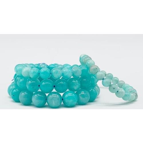 New Hot Nature Amazonite Not Dyed 100% Really Color Round Bead Bracelet For Girl Women Nature 4-12 MM Not Glass Good Quality