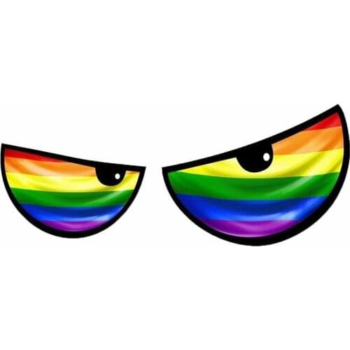 New Pair of Cartoon Evil Eyes with Lgbt Gay Pride Flag for Motorbike Helmet Vinyl Car Stickers