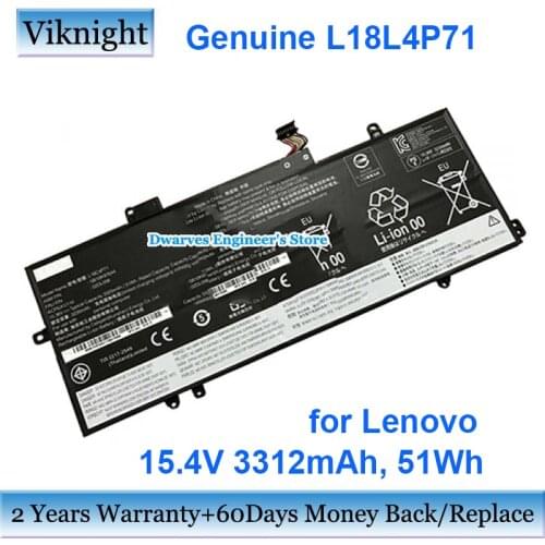 Genuine L18L4P71 Battery For Lenovo 2019 Thinkpad Carbon X1 7th Gen Yoga Gen 4 02DL004 SB10K97642 5B10W13930 15.4V 3312mA 51Wh