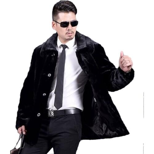 Autumn and Winter New Suede Imitation Water Fur Coat jacket Fur Coat Mens Lapels Water jacket in the long jacket Size S-5XL
