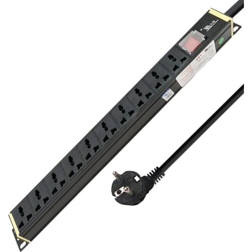 PDU 10 Unit Universal Outlets Double break Switch Network Cabinet Rack 1.5/3M Extension Cord 1.5/2.5mm² Aluminum Alloy Socket