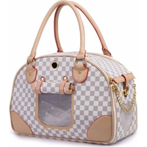 Pet Bag Cat Dog Travel Bag Portable Pet Products Crossbar Bag PU Embossed Lattice Technology High Quality Easy To Wash Fast Dry