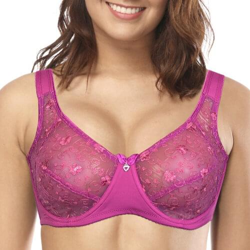 Vgplay Sexy Lace Lingerie Non-padded Women Bra Embroidery Floral Underwire Brassiere Plus Size Fullcover Underwear