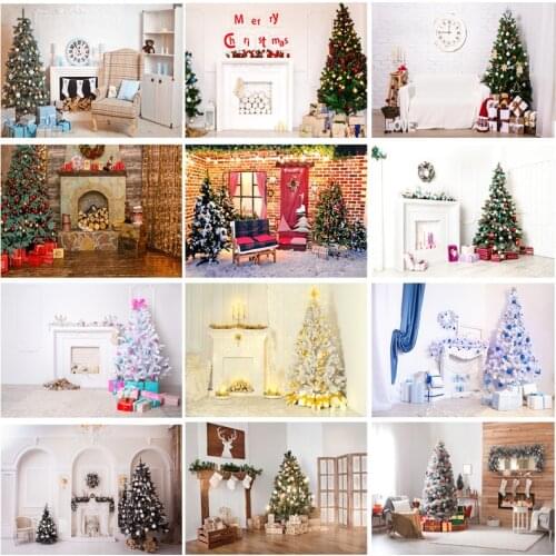 SHENGYONGBAO Vinyl Christmas Day Photography Backdrops Prop Christmas Tree Fireplace Photographic Background Cloth 21710CHM-004