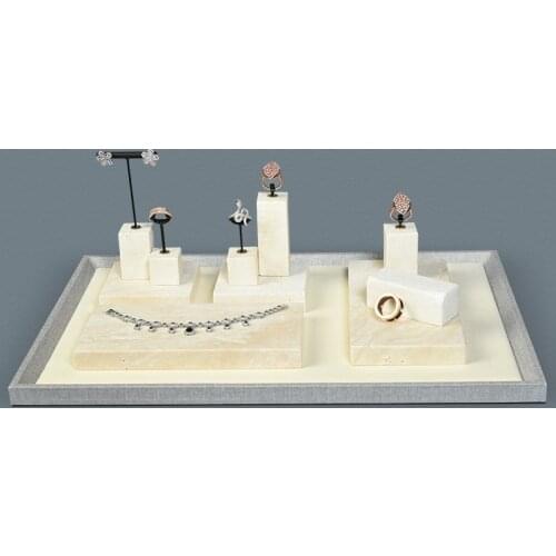 Yellow travertine earrings shelf display stand ring stand support light luxury ins style jewelry display shooting props