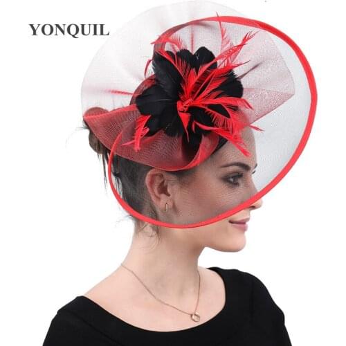 Women Feather Mesh Fascinator Hats Ladies Elegant Kenucky Derby Wedding Party Cocktail Hats Elegant Headband Hair Accessories