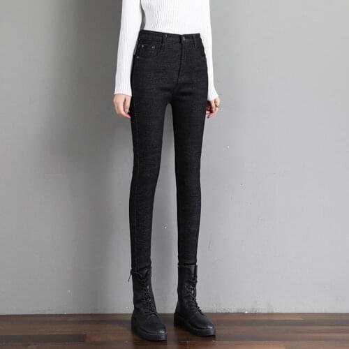 Woman Jeans Pants High Waist Winter Elastic Plus Size Skinny Pants Pantalones Vaqueros Mujer
