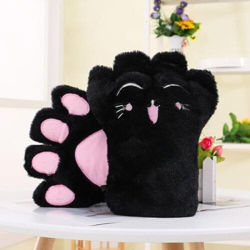2021 New Women Lolita Anime Cat Paw Half Finger Gloves Plush Stuffed Fingerless Mittens 2020 trend