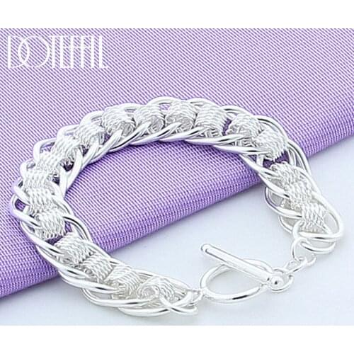 DOTEFFIL 925 Sterling Silver Multi-Turn Multi-Ring Bracelet For Women Fashion Charm Wedding Engagement Party Jewelry
