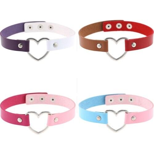 Egirl Punk Heart Pendant Night Club Choker for Women Sexy Gothic Faux Leather Choker Collar Necklace Party Jewelry Girl Gift New