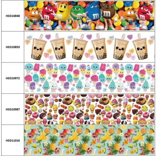 10yard Food Ice Cream Fruit Banana Drink Colorful Cartoon Grosgrain Ribbon Accessory Hairbow Headwear Decoration DIY 38MM 75MM