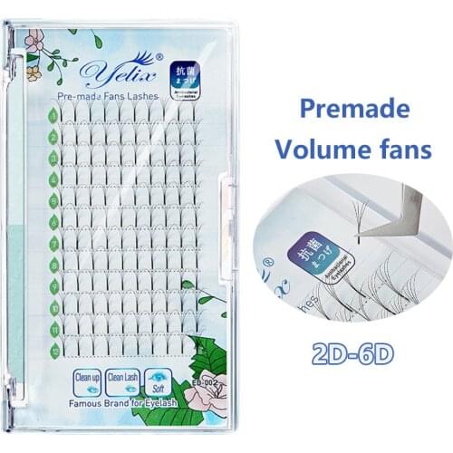 12 Lines Russian Premade Volume Fans Long Stem Individual Eyelashes Extension 2D/3D/4D/5D/6D C/D Curl Pre Made Faux Mink Lash