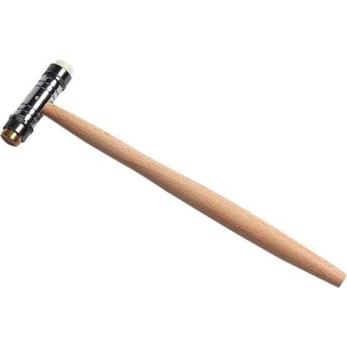 2 in 1 Brass Plastic Head Metal Watch Repair Hammer with Wooden Handle 23.7cm Jewelry Repairing Tool Portable