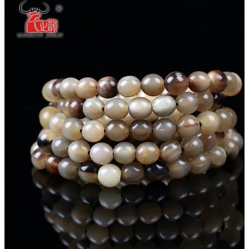 20PCS Tibetan style Natural yak horn prayer beads hand-chain necklace DIY beads for jewelry making 6mm 8mm 10mm hole 1.0mm