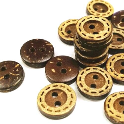 500PCS Round Coconut Sewing Buttons Dotted Line 2 Holes 10mm-15mm Replacement For Clothing Sweater Scrapbook Crafts Accessories