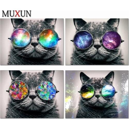 5D Diy Crystal Diamond Embroidery Cat Abstract Full Square 3D Cool Diamond Paintings Cat Diamond Mosaic Gifts Home Decor Er050