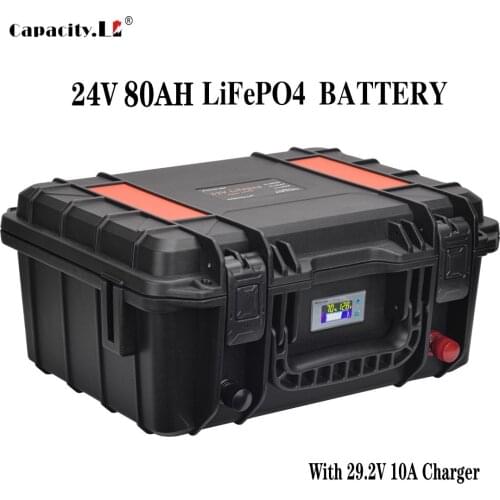 24V 80ah lifepo4 PD Lithium iron phosphate Battery pack Rechargeable with bms for RV with Cigarette lighter and QC3.0 USB